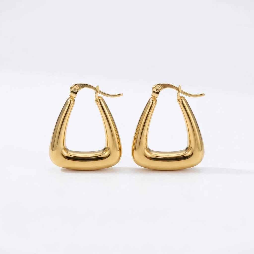 Chunky Triangle Hoop Earrings | 18K PVD Gold Plated Stainless Steel - ZI FASHION