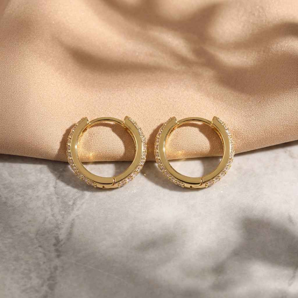 Crystal Pavé Huggie Hoop Earrings - ZI FASHION