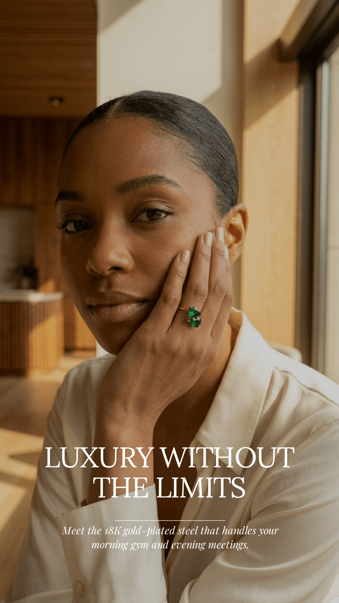 Emerald Dreams Toi et Moi Adjustable Ring | 18K PVD Gold - Plated Stainless Steel - ZI FASHION