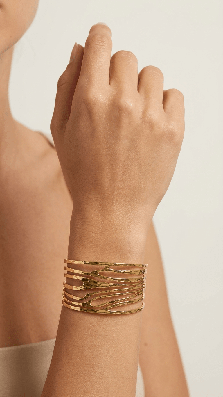 Gold Wave Cuff Bracelet | 18K PVD Gold - Plated Stainless Steel - ZI FASHION