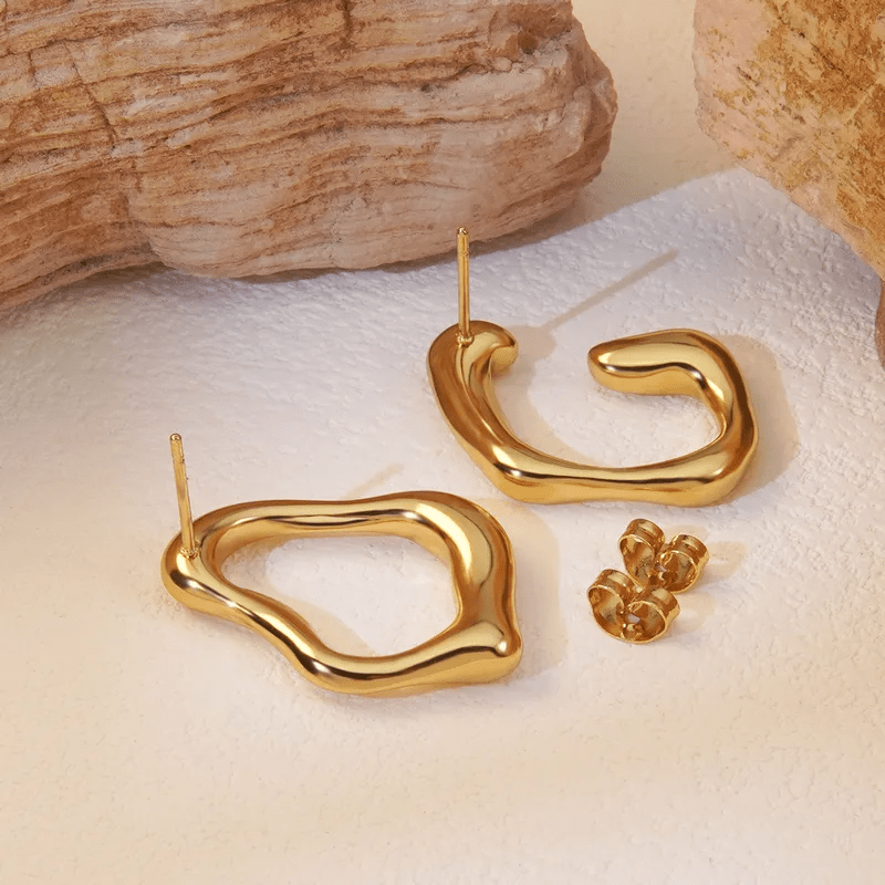 Irregular Hollow Organic Shape Stud Earrings | 18K PVD Gold Plated Stainless Steel - ZI FASHION