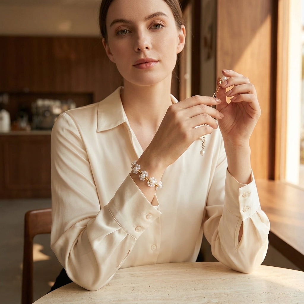 Luminous Wave Woven Pearl Bracelet - ZI FASHION
