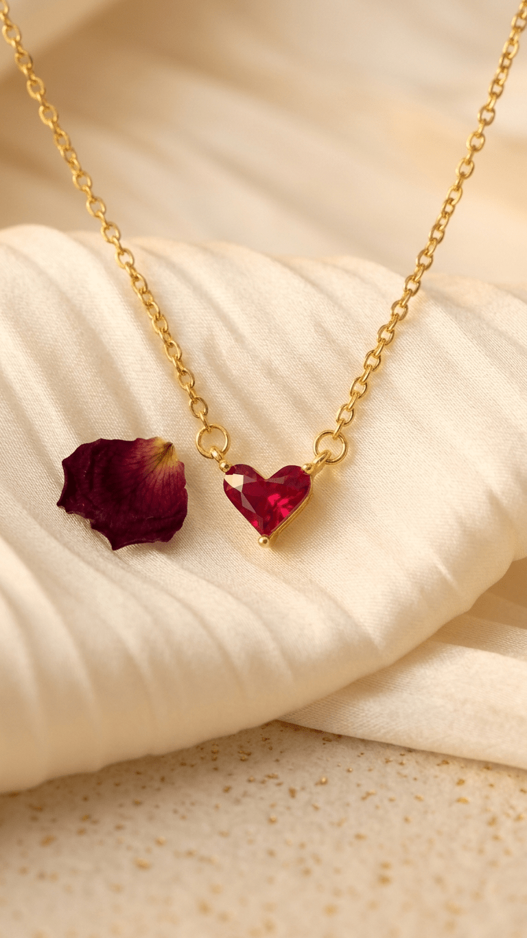 Ruby Red Heart Pendant - ZI FASHION