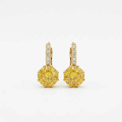 Amber Crystal Lever - Back Drop Earrings | Gold Zirconia Hoop Dangle Earrings - ZI FASHION