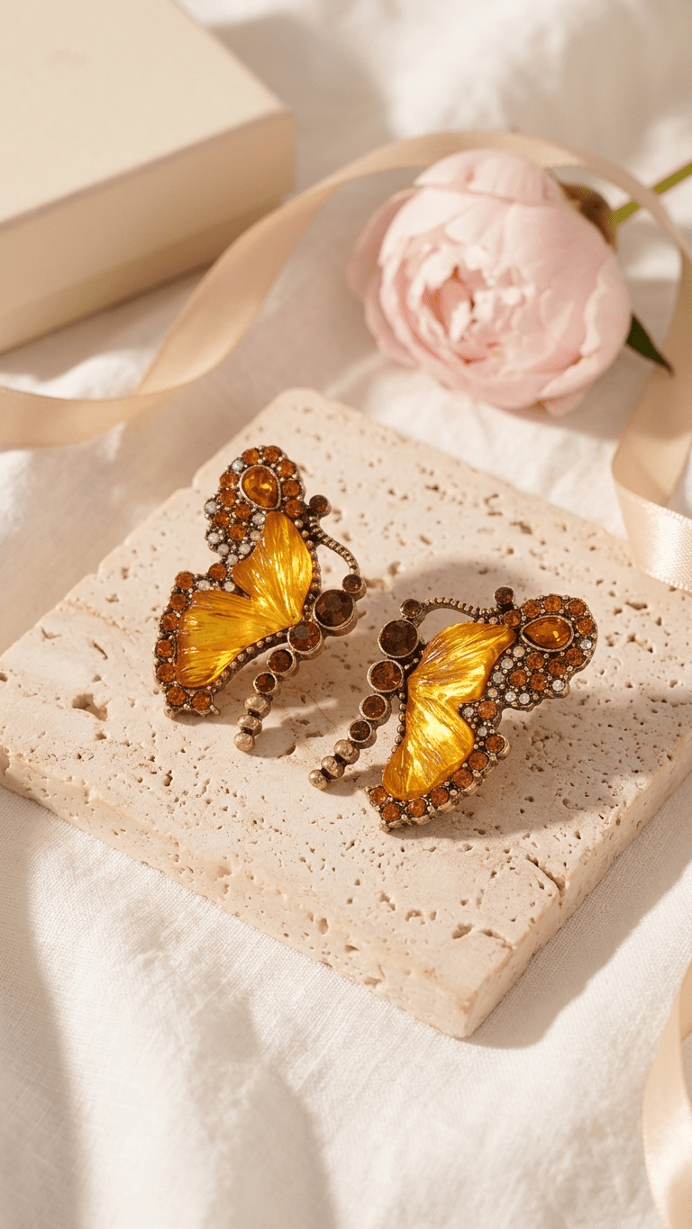 Amber Flutter Butterfly Statement Earrings - ZI FASHION