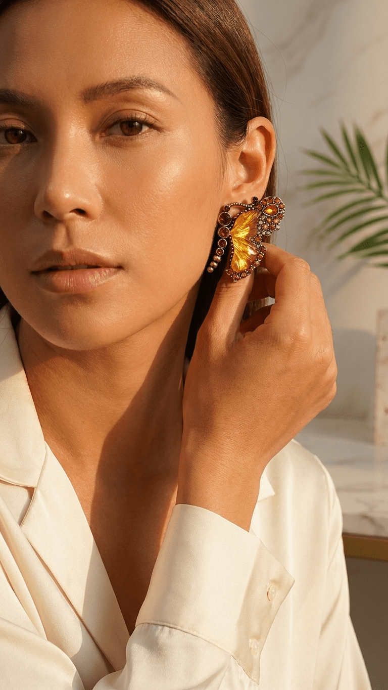 Amber Flutter Butterfly Statement Earrings - ZI FASHION