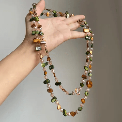 Bohemian Colorful Shell & Pearl Long Beaded Necklace | Retro Luxury Layering Lariat Necklace - ZI FASHION