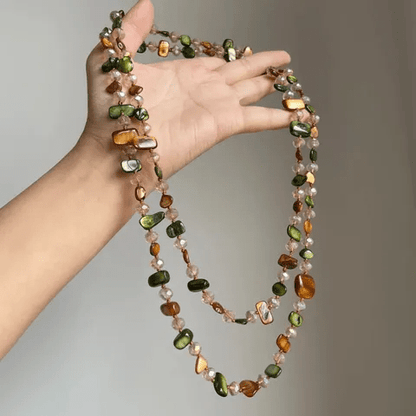 Bohemian Colorful Shell & Pearl Long Beaded Necklace | Retro Luxury Layering Lariat Necklace - ZI FASHION