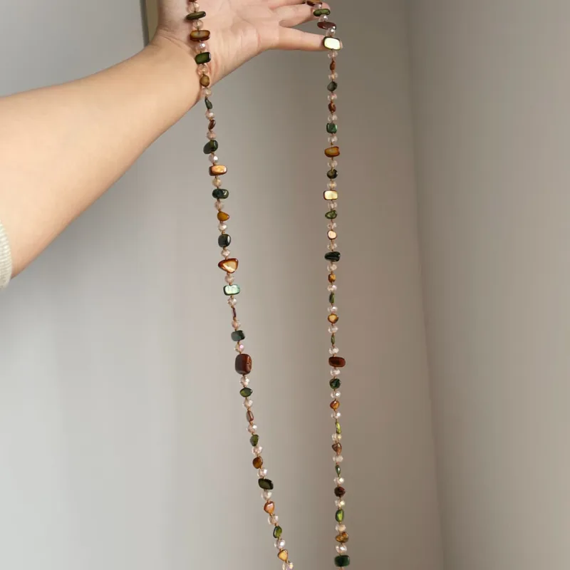 Bohemian Colorful Shell & Pearl Long Beaded Necklace | Retro Luxury Layering Lariat Necklace - ZI FASHION