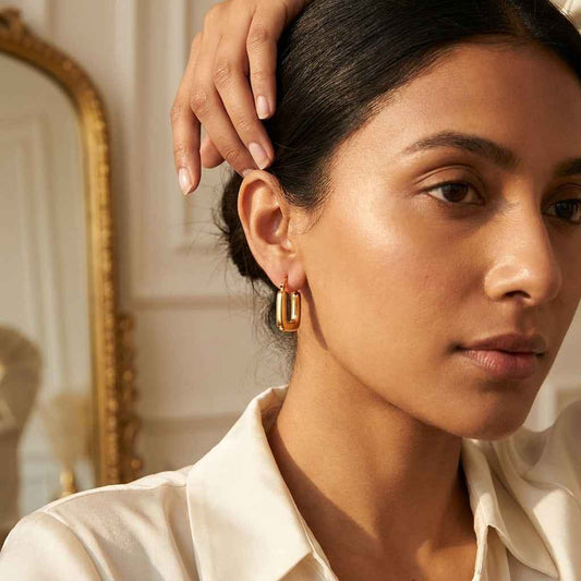 Chunky Square Hoop Earrings | 18K PVD Gold Plated Titanium Steel - ZI FASHION