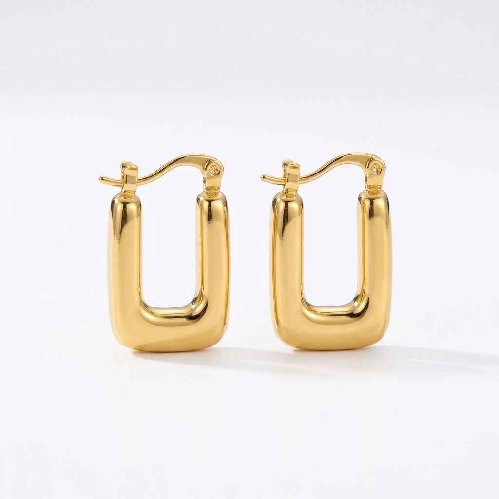 Chunky Square Hoop Earrings | 18K PVD Gold Plated Titanium Steel - ZI FASHION