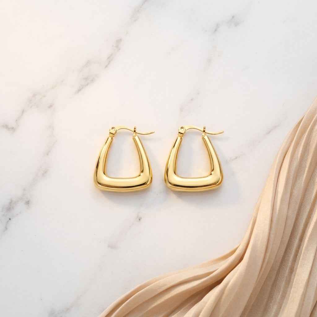 Chunky Triangle Hoop Earrings | 18K PVD Gold Plated Stainless Steel - ZI FASHION