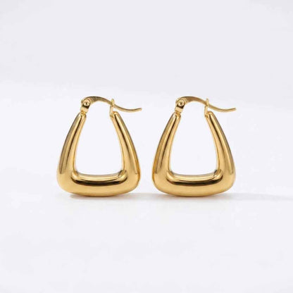 Chunky Triangle Hoop Earrings | 18K PVD Gold Plated Stainless Steel - ZI FASHION
