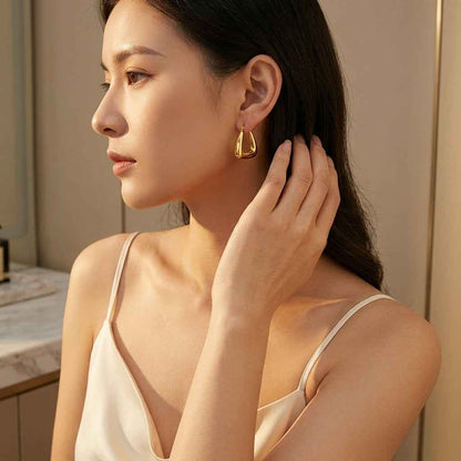 Chunky Triangle Hoop Earrings | 18K PVD Gold Plated Stainless Steel - ZI FASHION