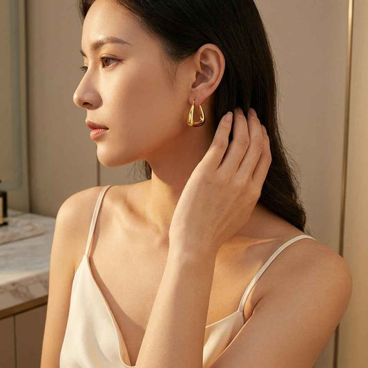 Chunky Triangle Hoop Earrings | 18K PVD Gold Plated Stainless Steel - ZI FASHION