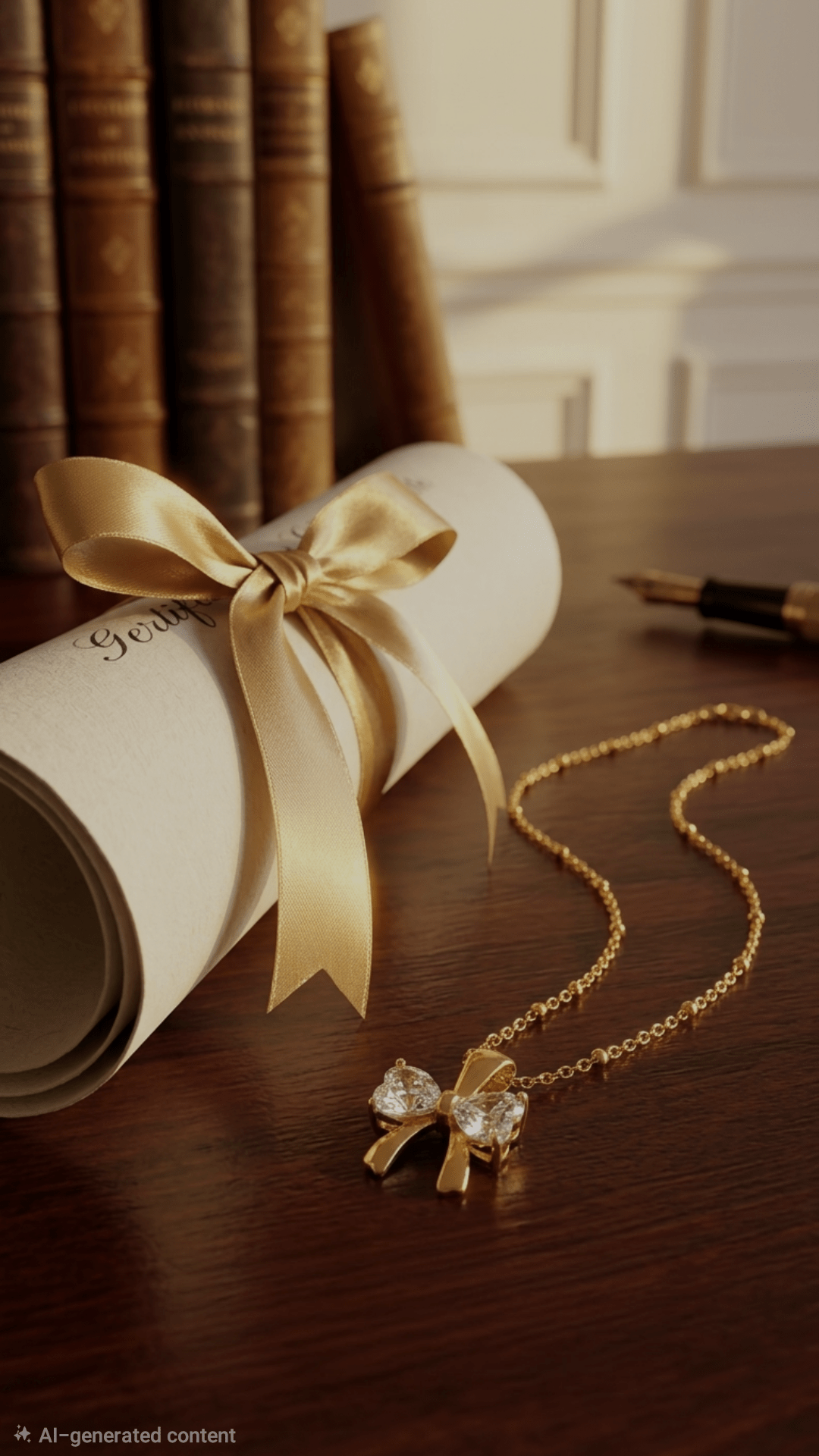Crystal Bow Pendant Necklace | 18K PVD Gold - Plated Stainless Steel - ZI FASHION
