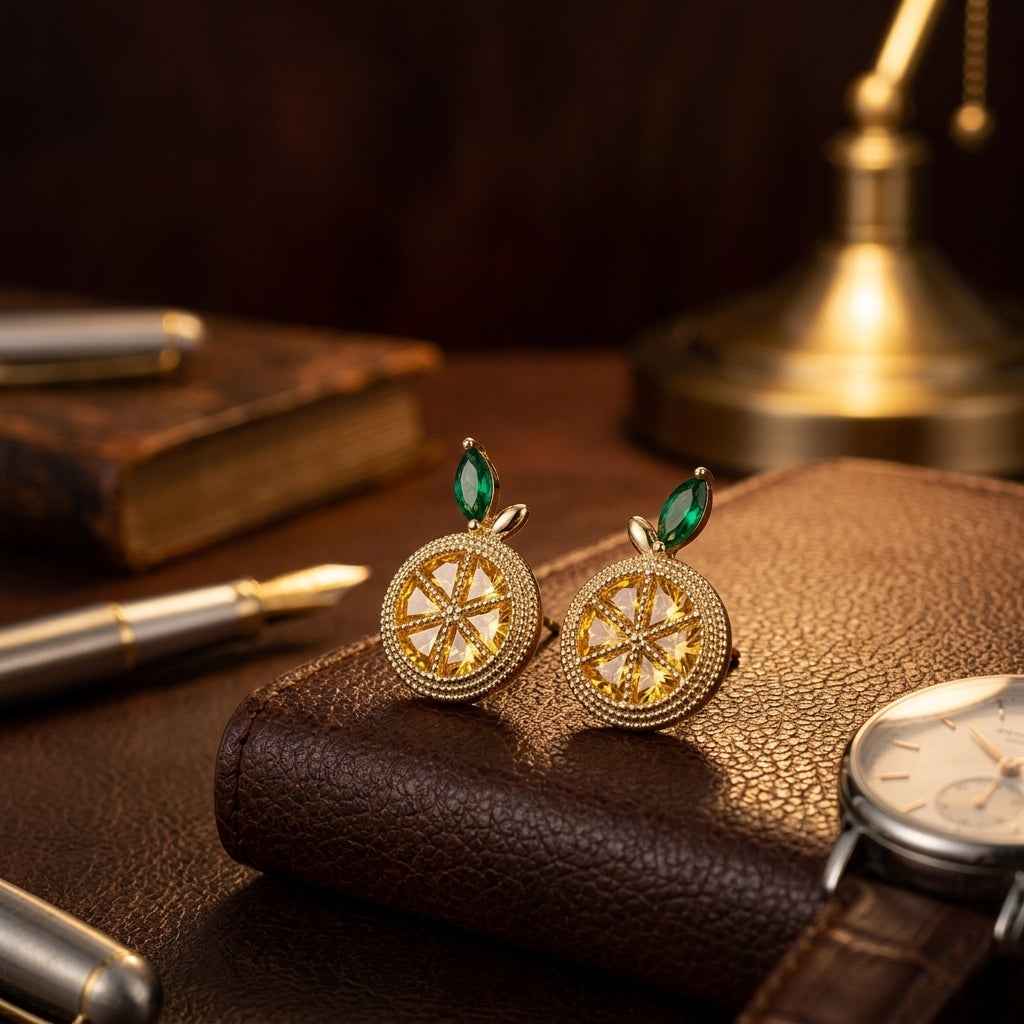 Crystal Lemon Slice Stud Earrings | Cute Sweet Fruit Zircon Gold Ear Studs for Women - ZI FASHION