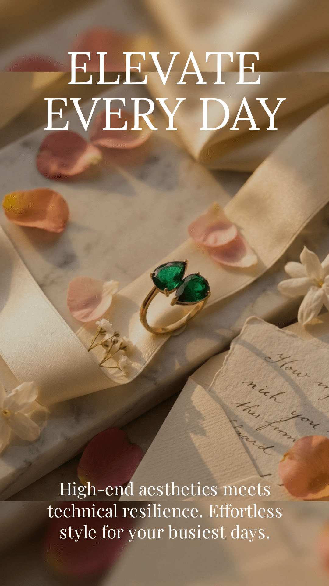 Emerald Dreams Toi et Moi Adjustable Ring | 18K PVD Gold - Plated Stainless Steel - ZI FASHION