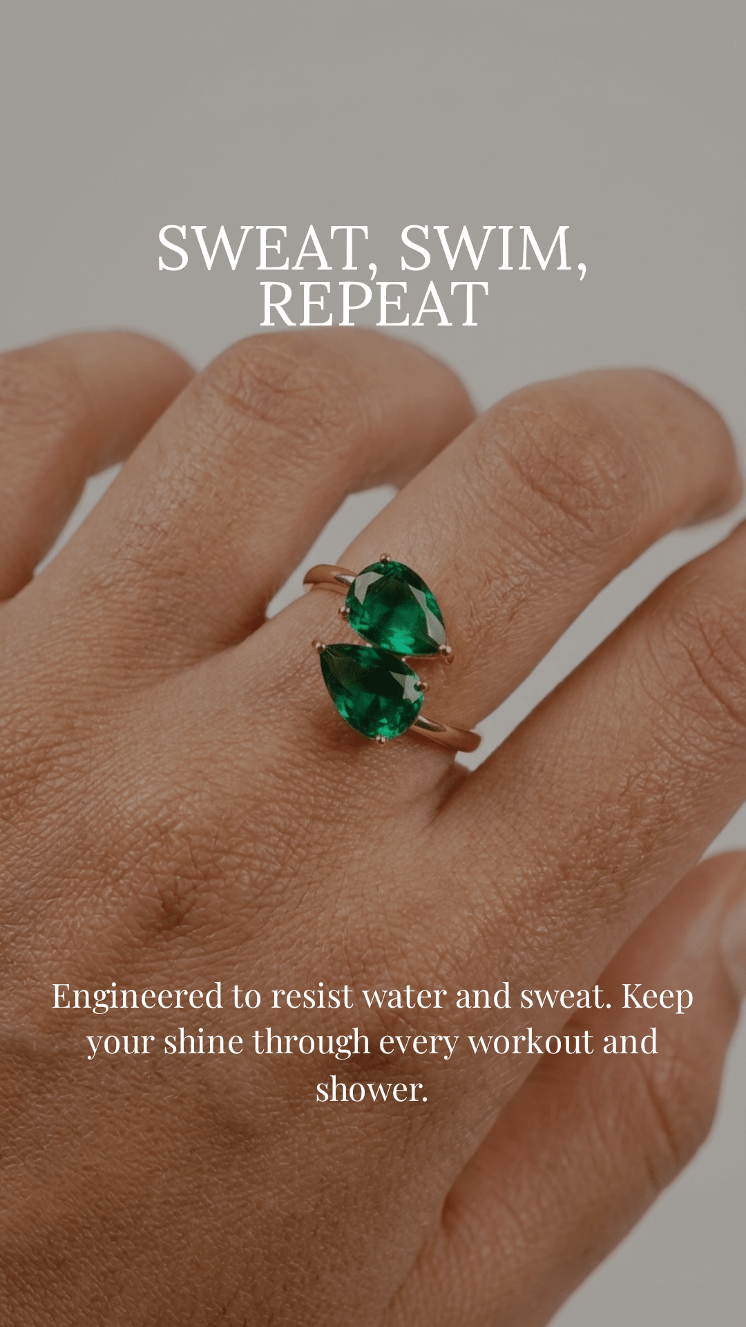 Emerald Dreams Toi et Moi Adjustable Ring | 18K PVD Gold - Plated Stainless Steel - ZI FASHION
