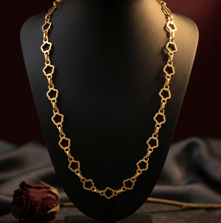 Gold Clover Link Chain Necklace | 18K Gold - Plated Stainless Steel - ZI FASHION