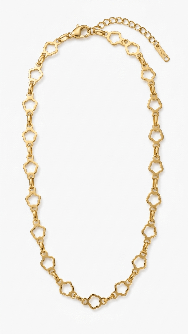 Gold Clover Link Chain Necklace | 18K Gold - Plated Stainless Steel - ZI FASHION