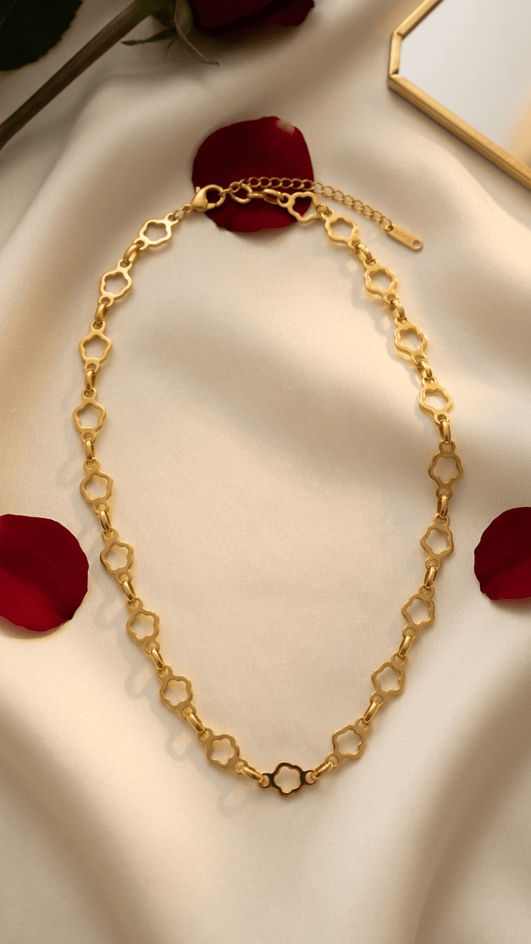 Gold Clover Link Chain Necklace | 18K Gold - Plated Stainless Steel - ZI FASHION