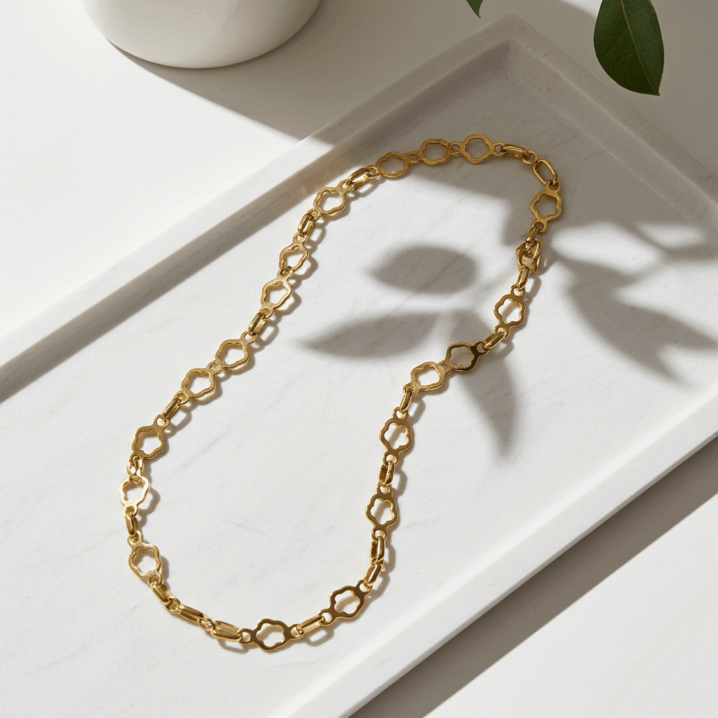 Gold Clover Link Chain Necklace | 18K Gold - Plated Stainless Steel - ZI FASHION