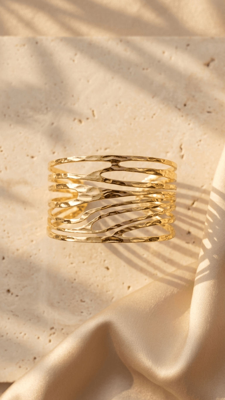 Gold Wave Cuff Bracelet | 18K PVD Gold - Plated Stainless Steel - ZI FASHION