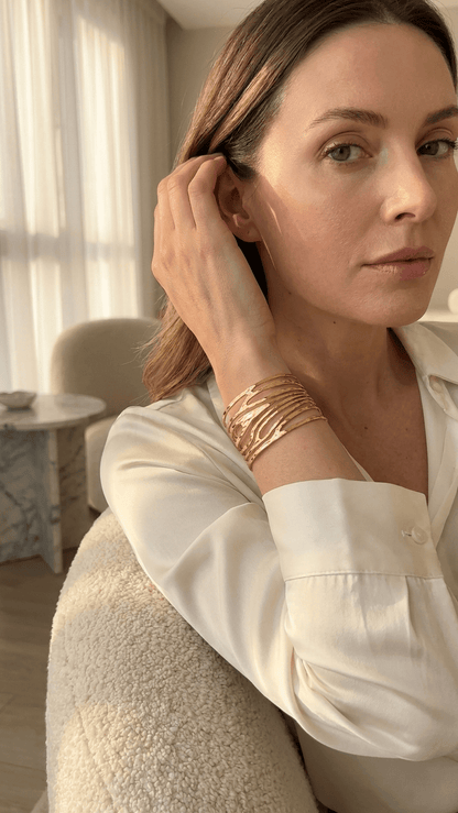 Gold Wave Cuff Bracelet | 18K PVD Gold - Plated Stainless Steel - ZI FASHION