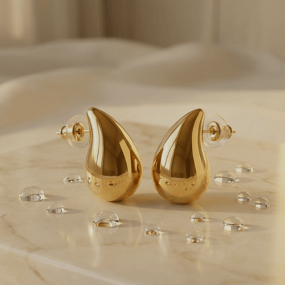 Golden Drop Stud Earrings | 18K PVD Gold - Plated Stainless Steel - ZI FASHION