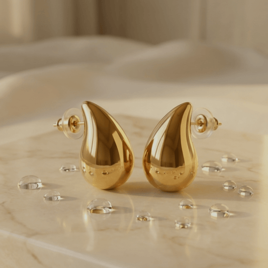 Golden Drop Stud Earrings | 18K PVD Gold - Plated Stainless Steel - ZI FASHION