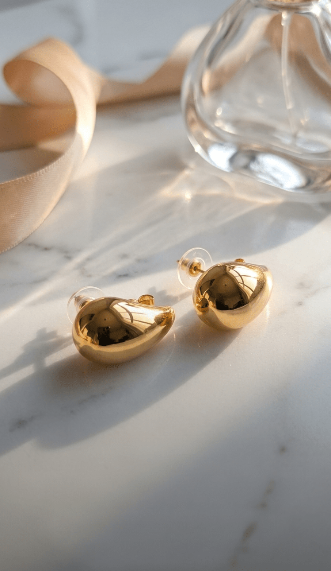 Golden Drop Stud Earrings | 18K PVD Gold - Plated Stainless Steel - ZI FASHION