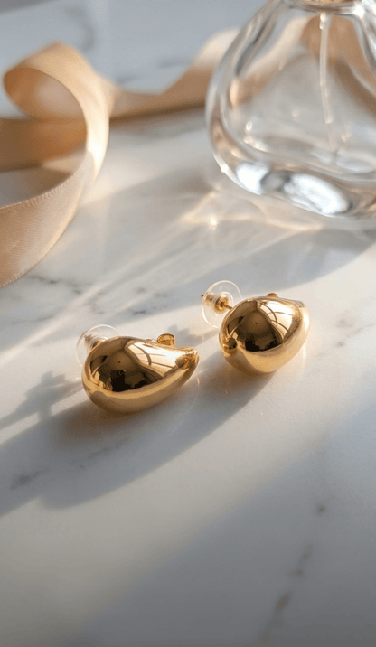 Golden Drop Stud Earrings | 18K PVD Gold - Plated Stainless Steel - ZI FASHION