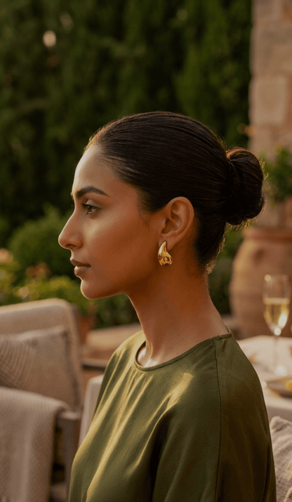 Golden Drop Stud Earrings | 18K PVD Gold - Plated Stainless Steel - ZI FASHION