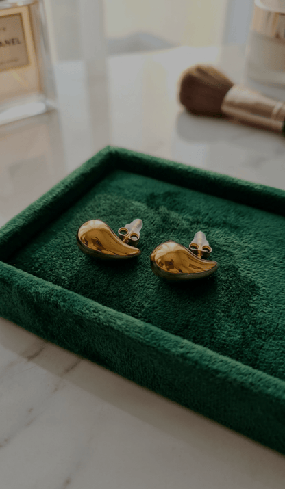 Golden Drop Stud Earrings | 18K PVD Gold - Plated Stainless Steel - ZI FASHION