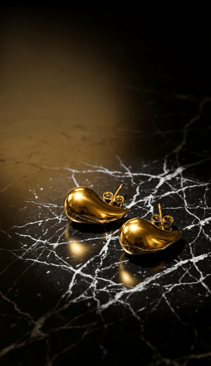 Golden Drop Stud Earrings | 18K PVD Gold - Plated Stainless Steel - ZI FASHION
