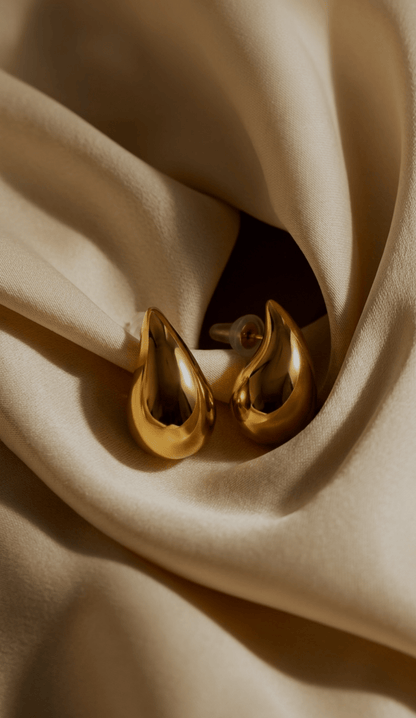 Golden Drop Stud Earrings | 18K PVD Gold - Plated Stainless Steel - ZI FASHION