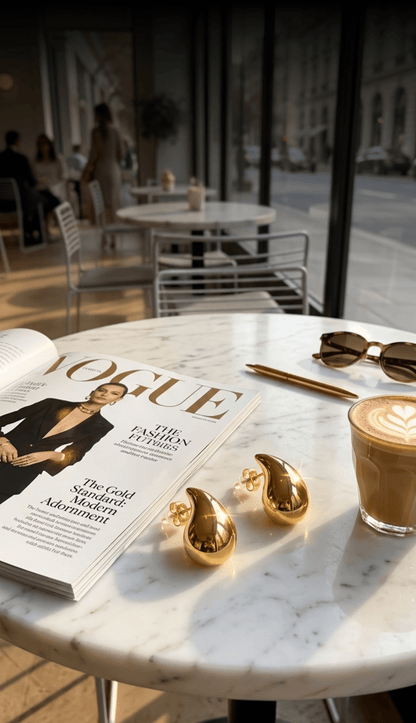 Golden Drop Stud Earrings | 18K PVD Gold - Plated Stainless Steel - ZI FASHION