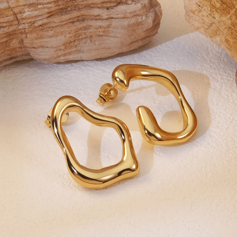 Irregular Hollow Organic Shape Stud Earrings | 18K PVD Gold Plated Stainless Steel - ZI FASHION