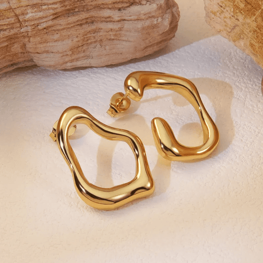Irregular Hollow Organic Shape Stud Earrings | 18K PVD Gold Plated Stainless Steel - ZI FASHION