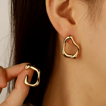 Irregular Hollow Organic Shape Stud Earrings | 18K PVD Gold Plated Stainless Steel - ZI FASHION