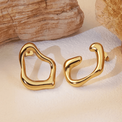 Irregular Hollow Organic Shape Stud Earrings | 18K PVD Gold Plated Stainless Steel - ZI FASHION