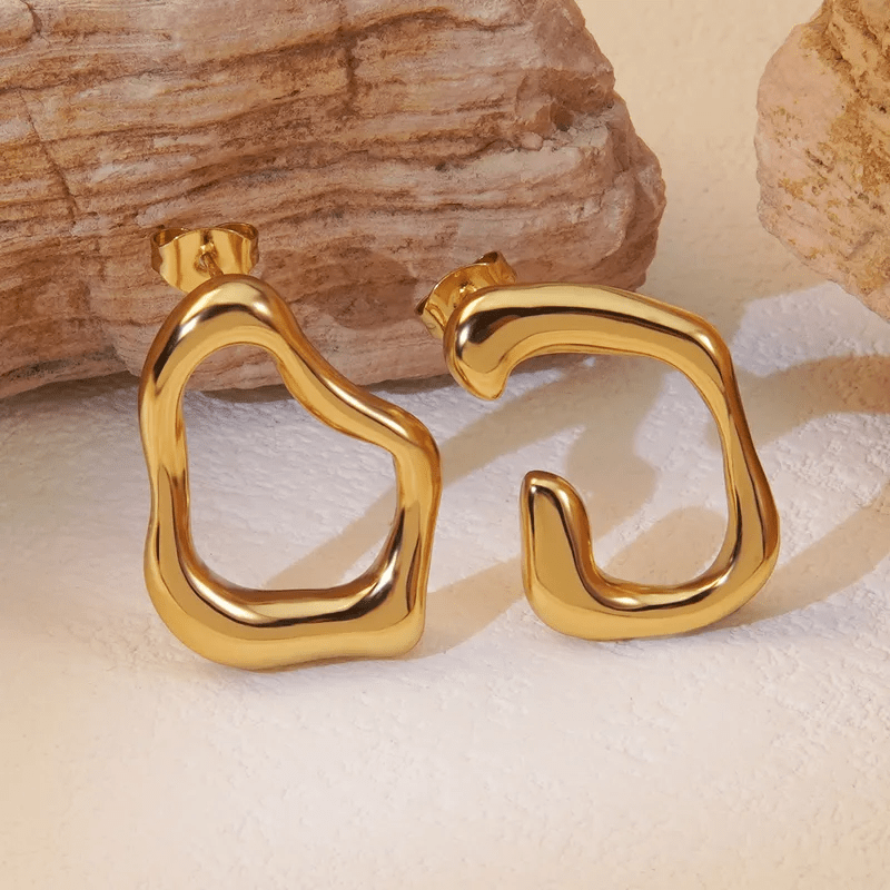 Irregular Hollow Organic Shape Stud Earrings | 18K PVD Gold Plated Stainless Steel - ZI FASHION