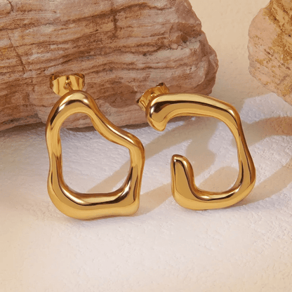 Irregular Hollow Organic Shape Stud Earrings | 18K PVD Gold Plated Stainless Steel - ZI FASHION