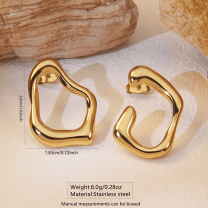Irregular Hollow Organic Shape Stud Earrings | 18K PVD Gold Plated Stainless Steel - ZI FASHION