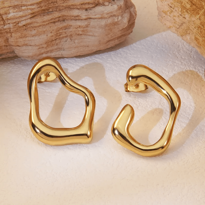 Irregular Hollow Organic Shape Stud Earrings | 18K PVD Gold Plated Stainless Steel - ZI FASHION