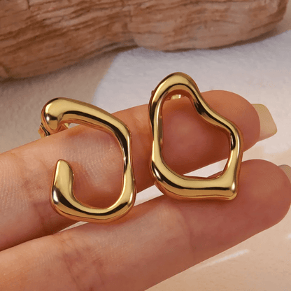 Irregular Hollow Organic Shape Stud Earrings | 18K PVD Gold Plated Stainless Steel - ZI FASHION