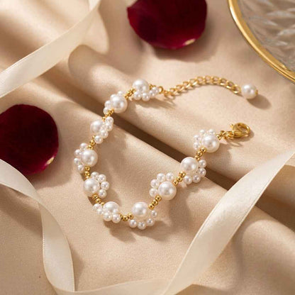 Luminous Wave Woven Pearl Bracelet - ZI FASHION