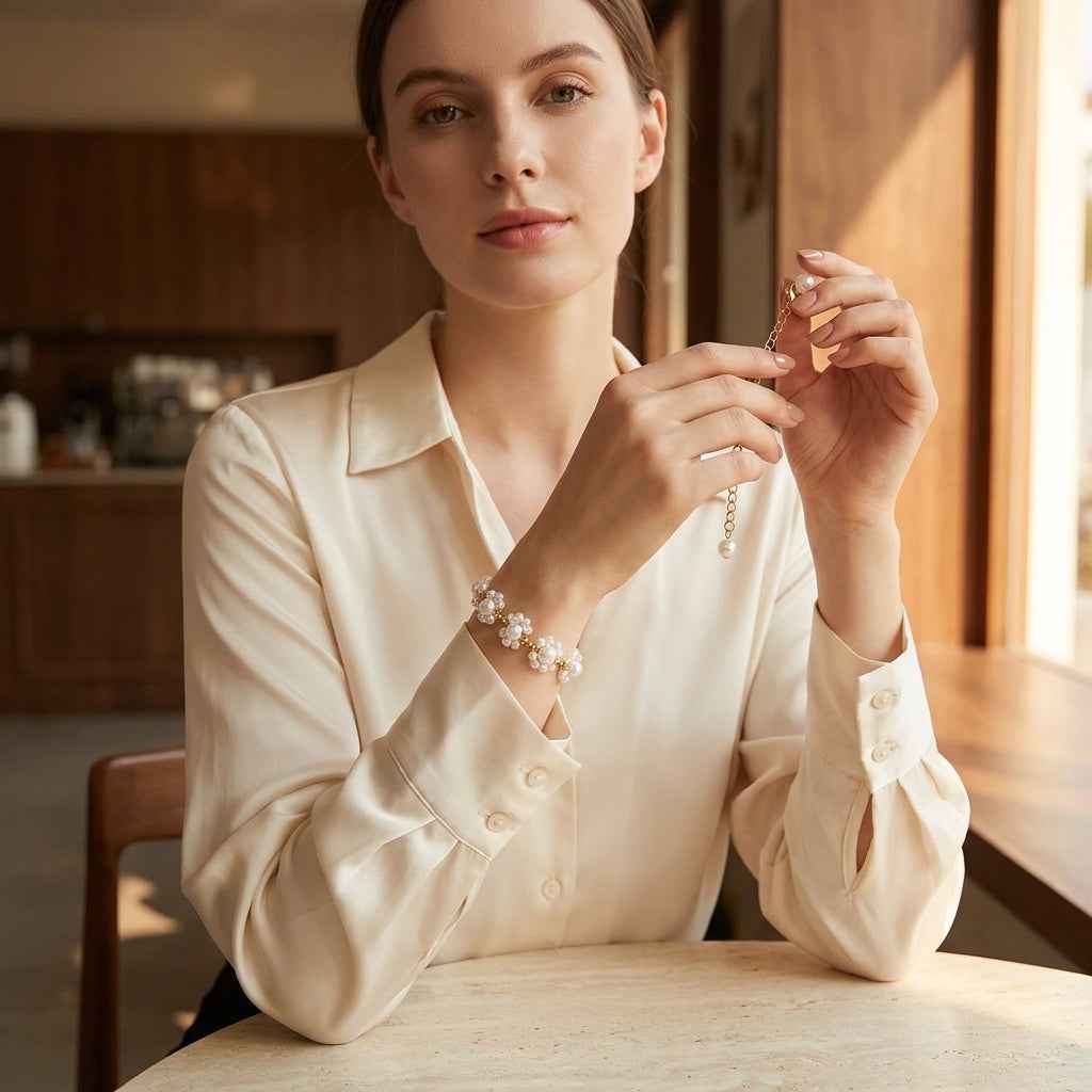 Luminous Wave Woven Pearl Bracelet - ZI FASHION