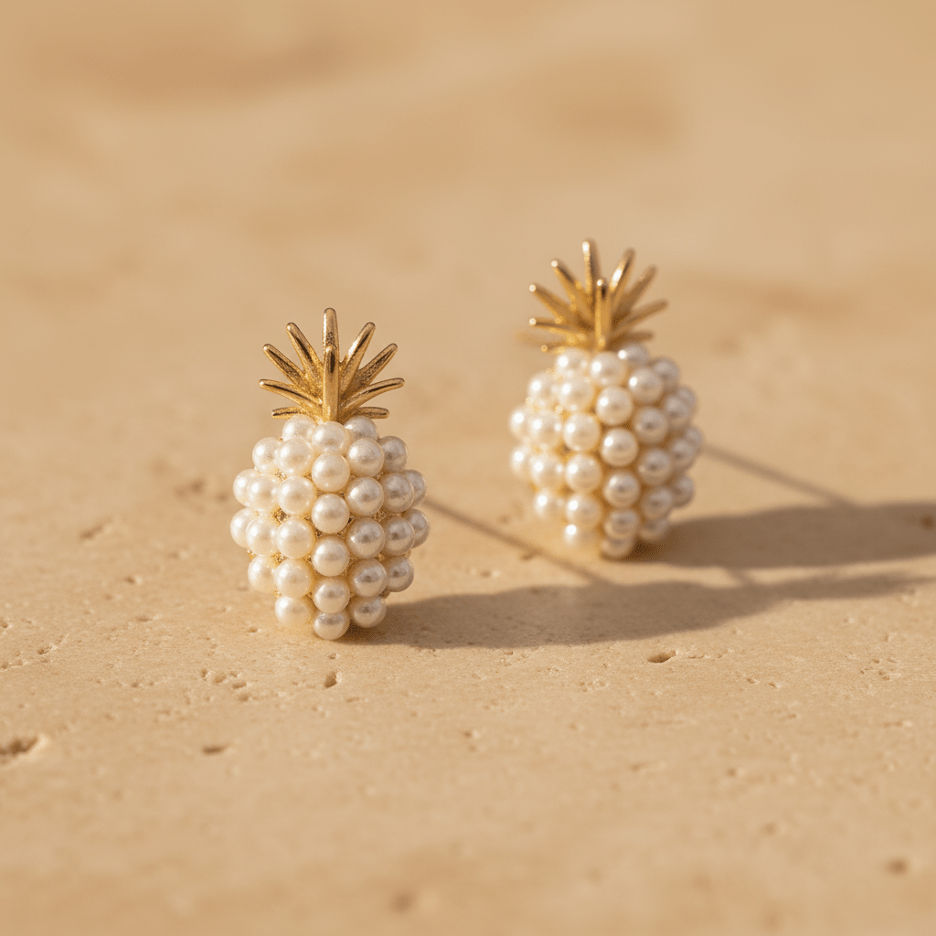 Pearl Pineapple Stud Earrings | Gold & Pearl Cluster Fruit Earrings - ZI FASHION